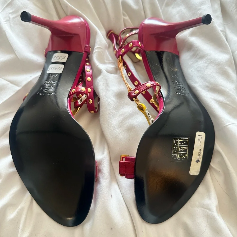 Julien Macdonald Elegant Strappy Heels - Pink & Gold - Picture 4 of 7